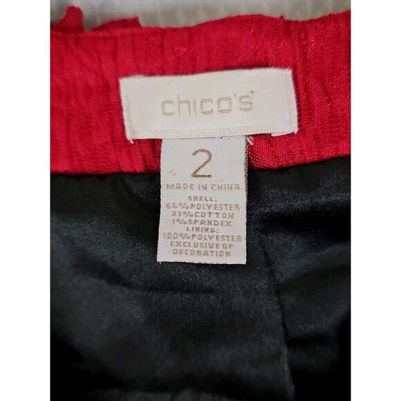 Chico's ~Woman 2(L)~ Red Textured Fabric Blazer Party to Office Wear Jacket. - Picture 7 of 15